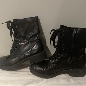 black combat boots
